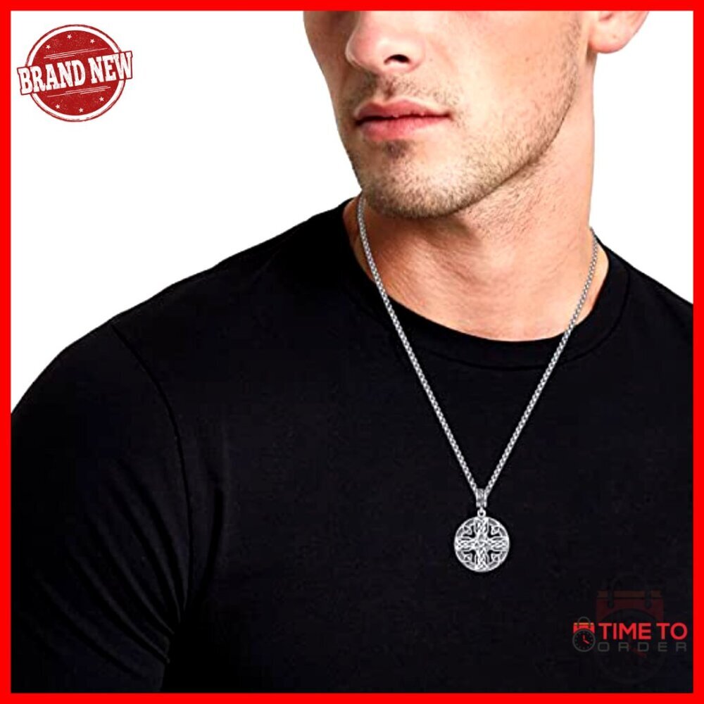 Sterling Silver Celtic Cross Pendant Necklace with 24 Inch Chain - Picture 5 of 7
